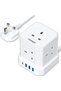 محول متعدد المقابس، محول مزدوج المقابس بريطاني، مقبس تمديد بمنفذين USB-A ومنفذ USB-C واحد، مقبس تمديد نحيف للحائط للاستخدام في المنزل والمكتب والمطبخ. - 7