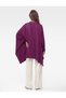Oversize Satin Poncho Cape Blouse with Stones, Asymmetrical Cut, Batwing Sleeves - 4