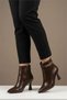 Women's Gloryai Brown Stone Buckle 7 cm Heeled Pointed Toe Zippered Boots - 2
