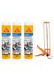 3 pcs Sika 117 Silicone Sealant with Heavy Duty Metal Gun-Anti-fungal Silicone for Bathroom Applications