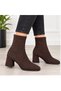 Women's Suede Thick and Low Heel Square (Chunky) Toe Knee-High Boots