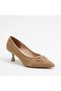 Vollex Nubuck Bowknot Short Heeled Stylish Women's Shoes - 3