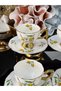 Acar 6-Piece Lemon Pattern Porcelain Gilded Coffee Cup Set 90 ml - 8