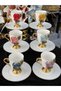 Acar Special Design Rose Detail 6 Person Coffee Cup Set 90 ml Orngsnst - 8