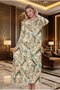 Primum Cotton Plus Size Printed Viscose Mother's Nightgown - Relaxed Fit Long Sleeve Dress