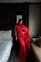 Pomegranate flower messcy long scarf dress