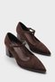 Vikkie Pointed Toe Thick Heeled Women's Stylish Shoes with Staple Detail and Buckle