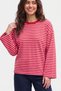 Women's Pink Red Striped 100% Cotton Crew Neck Oversize Sweatshirt