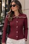 Basic Knitwear Cardigan with Lace Details - 2