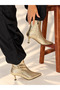 Vi̇enna Gold Wicker Leather Pointed Toe 5 cm Thin Heel Women's Boots Botti̇e - 3