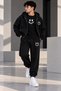 Men's 3-Piece Tracksuit Set Smiley Face Printed Zipper Sweatshirt Crew Neck T-Shirt Pants - 2