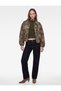 Floral Patterned Fancy Buttoned Comfortable Fit Classic Collar Zippered Denim Jacket