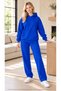 Women's Basic Hooded Tracksuit Set - Draped Relaxed Fit Sweatshirt with Kangaroo Pockets and Sweatpants Combination Set