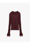 X Selected by Melis Ağazat - Lace High Neck Textured T-Shirt Slim Fit Long Sleeve - 5