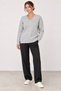 Women's V-Neck Soft Textured Side Slit Knitwear Sweater My4535