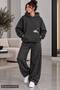 Printed Hoodie with Pocket Detail Printed Bottom and Top Tracksuit-Hoodie Sweatshirt Set Oversize Model