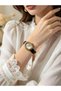 Ferrucci̇-(Black Color) Leather Cord Minimal Case Women Wrist Watch