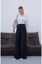 Women's Pleated Back Flap Detailed Palazzo Fabric Trousers - 3
