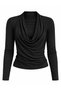 Halter Degaje Look Double Layered Front Long Sleeve Blouse