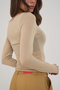 Hola Kayık Yaka Beige Basic Blouse - 4