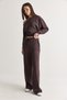 Women's Brown Boat Neck Crop Top with Drawstring Detail and Wide Leg Pants Set 602 60286771 - 5
