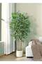 Zvezvia Ficus Artificial Tree – Faux Silk Multi-Stem Plant with White Pot & Moss, for Home Office Li - 3