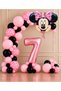 Party 7 Years Old Minnie Mouse Themed Birthday Balloon Set Pink Black Polka Dot Number Foil Balloon 1-9 Years Old