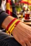 3-Piece Yellow Red Fan Bracelet with Bead Detail, Macrame Knitted Rope Bracelet, Handmade Unisex Adjustable - 4
