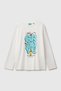 Boy's white oversized long sleeve t-shirt with snoopy print on the front