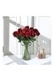XiuWoo 12 Pieces Red Artificial Roses Silk Bridal Wedding Bouquet Realistic Flower Red/Green - 2