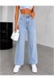 Diyar Women's High Open Snow Blue Palazzo Jeans Lycra Stretch Denim Trousers