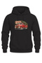Unisex Christmas Themed Vintage Truck and Pine Tree Printed Hooded Sweatshirt Hoodie