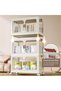 4-Layer Plastic Storage Organizer with Doors and Wheels - Foldable, Stackable, Transparent Display C - 4