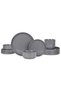 Ollieroo 12 piece Stoneware Dinnerware Set, Set for 4, Microwave & Dishwasher Safe, Glossy Dark Grey