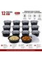Food Storage Containers with Lids, 500cc Capacity, 12-Piece Set, Reusable Plastic Food Containers, Leak-Resistant Meal Prep Containers, Kitchen Storage Boxes for Lunch, Snacks