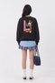 Oversize Sweatshirt Women's Black Crew Neck Drive in Printed - 3