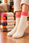6 Pairs of Women's Winter Derby Knitted Wool Socks, Mixed Color, Thick Look, Pack of 6 - 4