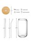 DAMCONME Glass Cup with Lid and Straw – 2 Pack 16oz Reusable Iced Coffee Glasses – Transparent Drink - 2