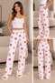 Women's White Pink Heart Teddy Bear and Bow Patterned Elastic Waist Comfortable Cut Pajama Bottoms - 4