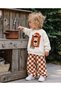 Boy's Cotton Bear Printed Sweatshirt and Checkered Bottom Top Set