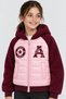 Girl's Quilted Plush Sleeve Hooded College Jacket - 2
