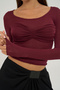 Essential Chest Ruched Detail Burgundy Blouse - 7