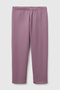 Girl's purple regular fit leggings with embroidered logo on the waist