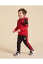 Boys Red Printed Hooded Sweatshirt And Black Joggers Set - 4