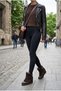 Heston Women's Sports Boots with Internal Padding Heel, Velcro Strap, Genuine Leather Suede, Black - 3