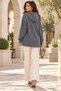 Women's Long Sleeve Asymmetrical Hooded Button Detail Waffle Blouse with Kangaroo Pocket - Sporty Style and Casual Comfort - 5