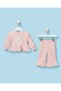 Infant Girls Pink And Ivory Teddy Jog Set
