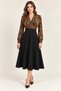 Imported Crepe Quality |   Women's Long-Sleeved Double-Breasted Collared Top, Imported Crepe Midi-Length Elegant Dress.