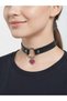Black Pu Leather Cross Figured Choker Necklace – Gothic Style Women's Necklace with Silver Color Ring Detail Gtk66 - 2
