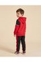 Boys Red Printed Hooded Sweatshirt And Black Joggers Set - 2